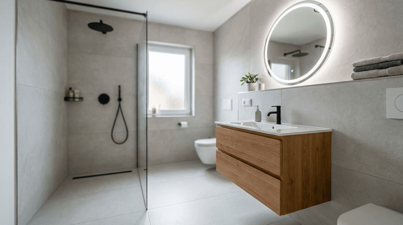 Komplettbadsanierung mit Walk-in-Dusche